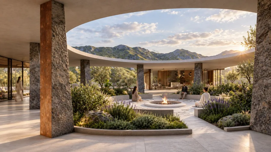 El patio como espacio de encuentro y orientación. Visualización arquitectónica.
